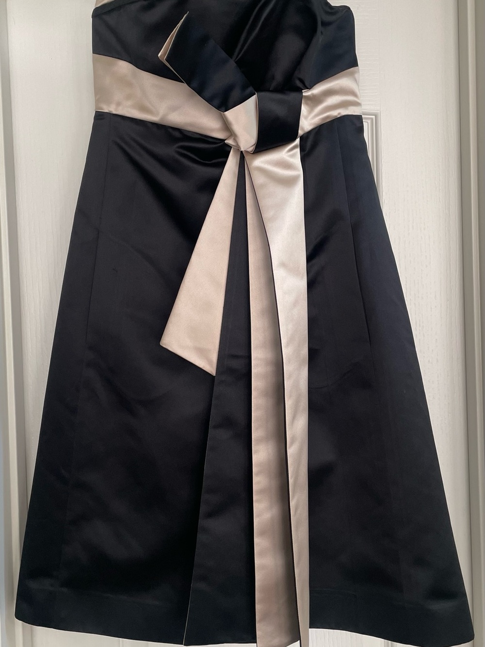 Celine Black A-Line Dress with Cream Satin Bow